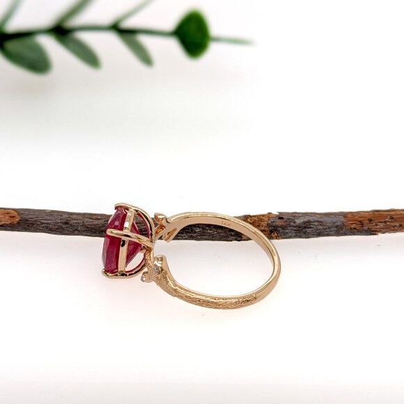4cts Madagascar Ruby Ring in Solid 14K gold with Natural Diamond Accents - Picture 7 of 7